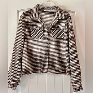 zeagoo Brown & White Houndstooth Jacket